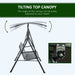 3-Person Porch Swing with Stand, Outdoor Swing for Patio Porch with Adjustable Tilt Canopy and Comfortable Swing Bench-Style Seat, Steel Frame, Gray - DTYStore