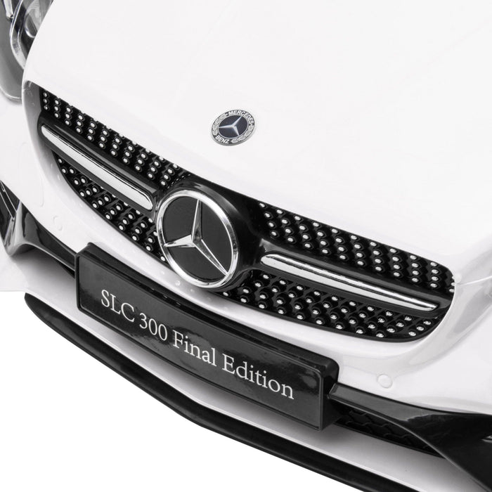 Mercedes SLC 300 Licensed Kids Electric Car with Remote Control, 12V Battery Powered Kids Ride on Car with Music, Lights, Suspension for 3-6 Years Old, White