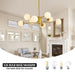 Modern 8-Light Gold Chandelier with White Glass Globe Shades, Mid-Century Branching Design, Elegant Ceiling Light Fixture for Dining Room, Living Room, or Bedroom (No Bulbs) - DTYStore