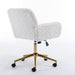Furniture Office Chair,Artificial rabbit hair Home Office Chair with Golden Metal Base,Adjustable Desk Chair Swivel Office Chair,Vanity Chair(Beige) - DTYStore