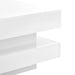 High Gloss Minimalist Design with LED Lights, 2-Tier Square Coffee Table, Center Table for Living Room, 31.5''x31.5''x14.2'', White - DTYStore
