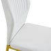 Luxury Simple Chair - Set of 6 White PU Material High Resilience Dining Chair with Metal Gold Leg.The Chair Back Has a Vertical Stripe Design With Smooth And Uniform Lines. - DTYStore