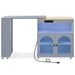 Rolling Kitchen Island With Extended Table, Kitchen Island on Wheels with LED Lights,Power Outlets and 2 Fluted Glass Doors, Kitchen Island with a Storage Compartment and Side 3 Open Shelves, Grey - DTYStore