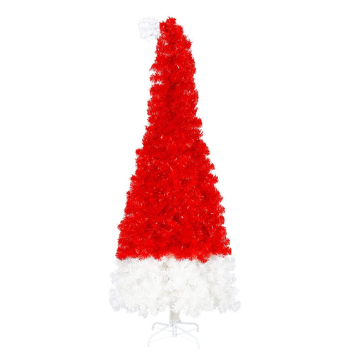 6FT Artificial Christmas Tree with LED Light, Santa's Hat Shape Artificial Whimsical Xmas Tree with 1050 Tip, Curved Xmax Tree - Image 9