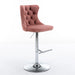 Swivel Velvet Barstools Adjusatble Seat Height from 25-33 Inch, Modern Upholstered Chrome base Bar Stools with Backs Comfortable Tufted for Home Pub and Kitchen Island, Pink,Set of 2,1712PK - DTYStore