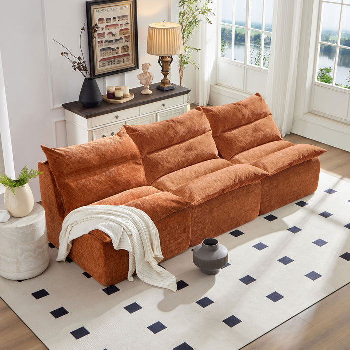 Accent Armless Chair Lazy Floor Seating, Single Chair Sofa Lounger Leisure Accent Single Couch with Backrest for Living Room, Bedroom, Office, Single Seat, ORANGE