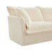 Slip-covered Armchair with 1 Big Back Cushion and 2 Big Toss Pillows, Single Deep Seat Comfy Single Couch Sofa Multiple Large Soft Pillows, Cream Corduroy Fabric - DTYStore
