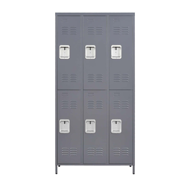 6 Door 72"H Metal Lockers With Lock for Employees,Storage Locker Cabinet for Home Gym Office School Garage,Gray - DTYStore