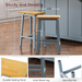 Solid Wood Bar Stools (Not Cheap Iron), 25.6' Tall Set of 2 Bar Chairs, Kitchen Counter Stools with Footrests, Farmhouse Stools for Dining Room, Kitchen, Counter, Grey Blue - DTYStore