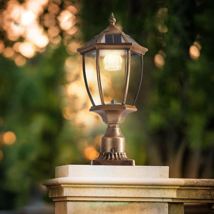 Retro Gold Solar Column Headlights With Dimmable LED 1 pack - DTYStore