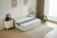 aybed Corner Bed Sofa Bed with Drawers Velvet Upholstered daybed Twin Daybed with Storage, Wood Slat Support (Beige,full,79.9'x58.2'x28.7') - DTYStore
