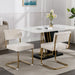 Furniture,Modern Dining Chairs with Corduroy Fabric,Gold Metal Base, Accent Armless Kitchen Chairs with Channel Tufting, Side Chairs, Set of 2, Beige - DTYStore