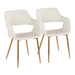 Margarite Contemporary Dining/Accent Chair in Gold Metal and Cream Faux Leather by LumiSource - Set of 2 - DTYStore