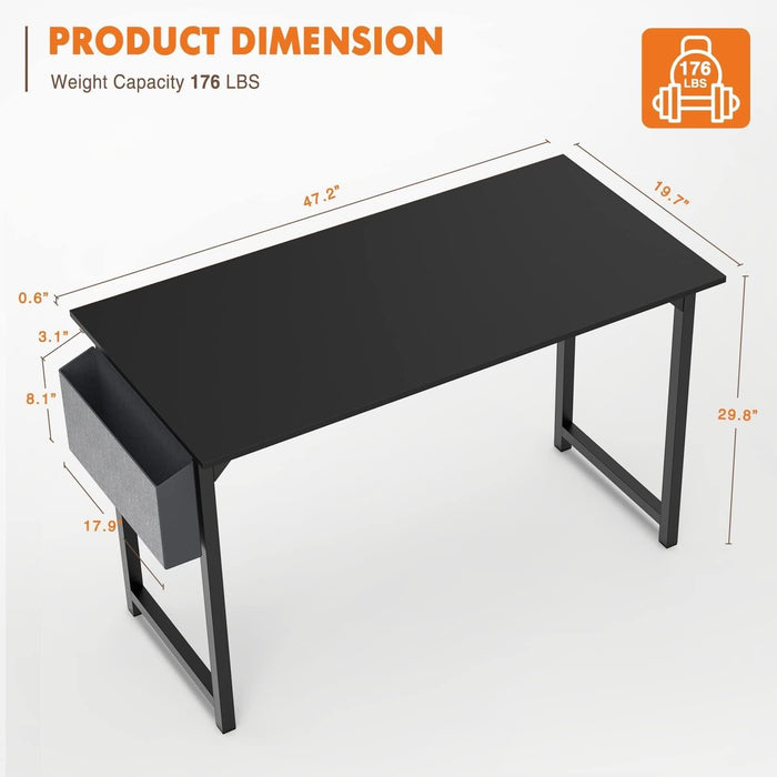 Modern Simple Style Wooden Work Office Desks with Storage,47 Inch,Black - DTYStore