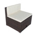 11 Piece patio Wicker Conversation Set, 10 Seater Patio Sectional Set with 3 Storage Box Under Seat Brown Wicker + White Cushion - DTYStore