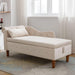 Beige Chaise Lounge Indoor,Velvet Lounge Chair for Bedroom with Storage & Pillow,Modern Upholstered Rolled Arm Chase Lounge for Sleeping with Nailhead Trim for Living Room Bedroom Office - DTYStore