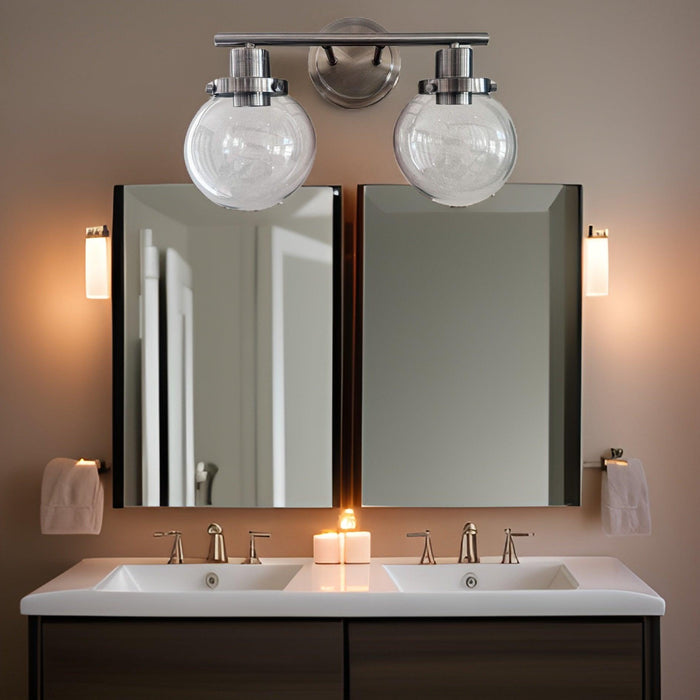 Bathroom Vanity Light Fixtures, 2-Light Black Wall Sconce Lighting Wall Lamp with Clear Glass Shade, Vintage Wall Mounted Lights Bathroom Lights for Mirror, Living Room, Bedroom, Hallway, Porch