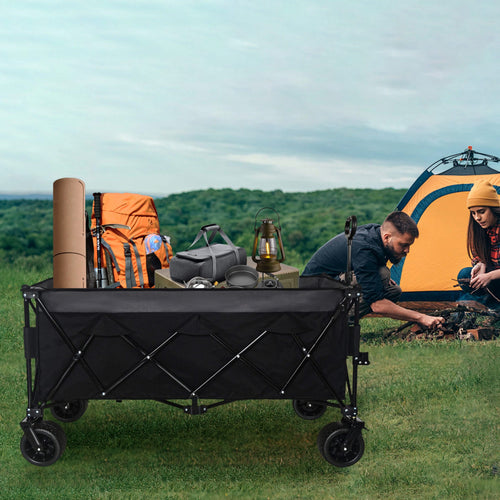 51-inch Extended Heavy-Duty Foldable Utility Wagon - 480lbs Capacity, Patented Ultra-Stable Frame, 1:6 Space-Saving Fold & 7' All-Terrain Wheels, No Assembly Needed, Black- Gray - Image 11