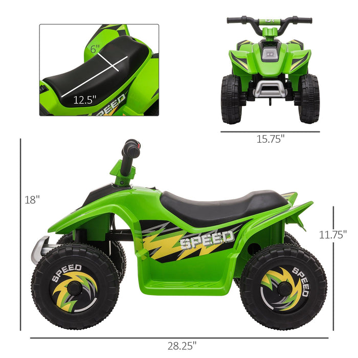 6V Kids ATV 4-Wheeler Ride on Car, Electric Motorized Quad Battery Powered Vehicle with Forward/Reverse Switch for 18-36 Months Old Toddlers, Green - DTYStore