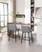Counter Height Swivel Bar Stools Set of 2, 360° Swivel Upholstered Barstools with Back and Metal Legs, 25.6' Seat Height,Counter Stools for Kitchen Island and Pub,Linen Cloth,Grey - DTYStore