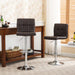 Swivel Faux Leather Adjustable Hydraulic Bar Stool, Set of 2, Brown - DTYStore