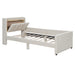 Queen Size & Twin XL Size Upholstered Platform Bed, Mother & Child Bed with Hydraulic Storage System, Drawer Box, Bedhead storage shelf and Two pairs of sockets & USB Ports, PU Leather, Beige - DTYStore