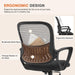 Ergonomic Office Chair Home Desk Mesh Chair with Fixed Armrest Executive Computer Chair with Soft Foam Seat Cushion - DTYStore