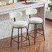 Modern Swivel Bar Stools Set of 2, Boucle Upholstered Counter Height Bar Chairs with Metal Legs & Footrest, 360° Swivel Barstools for Kitchen Island, Dining Room, White - DTYStore