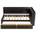 Twin Size L-shaped Bookcases Bed with Power Outlets, USB Charging Ports,Two Drawers,Espresso - DTYStore