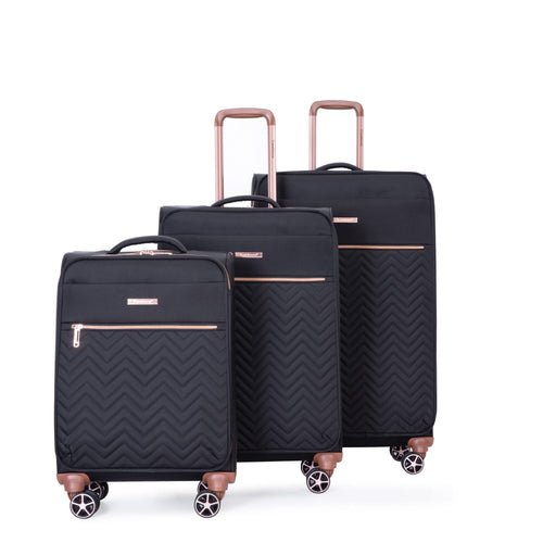 Lightweight Durable Black 4-Piece Softshell Suitcase Spinner Wheels Terylene Luggage Set - Image 8