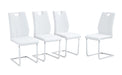 White PU Dining Chair Set.Uniquely designed white dining chairs. PU material, paired with silver metal chair legs. Suitable for offices, restaurants, kitchens, conference rooms, etc.(Set of 4) - DTYStore