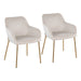 Daniella Contemporary Dining Chair in Gold Metal and Cream Velvet by LumiSource - Set of 2 - DTYStore