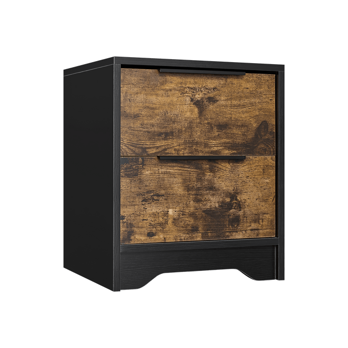 Black Wooden Nightstand with Two Drawers for Bedrooms and Other Places. - DTYStore