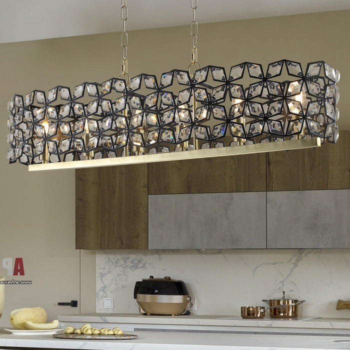 Modern Champagne Gold Oval Crystal ceiling chandelier Luxury Home Decor Light Fixture - DTYStore