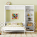 Queen Size Murphy Bed Wall Bed with Shelves,White - DTYStore