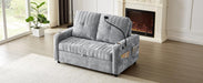 53.9" Modern Loveseat Pull-out Sofa Bed with Adjustable Backrest, Two Cup Holders , a Phone Holder, Three Charging Ports and Side Storage Pockets for Living Room, Grey - DTYStore