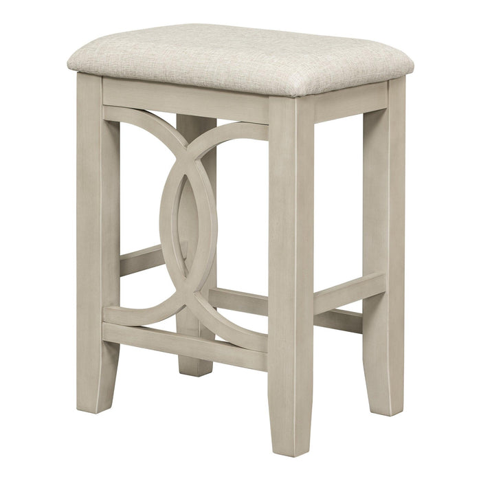Farmhouse 3-Piece Counter Height Dining Table Set with USB Port and Upholstered Stools,Cream - DTYStore