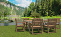 Patio Dining Chair with Armset Set of 2, HIPS Materialwith Imitation Wood Grain Wexture chair for Deck Pool Backyard, Teak - DTYStore
