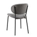 Grey Boucle Fabric Dining Chairs Set of 4, Mid-Century Modern Dining Chairs, Kitchen Dining Room Chairs, Curved BackrestUpholstered Boucle Dining Chair with Black Metal Legs - DTYStore