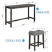 4 Piece Bar Table Set with Power Outlet,Bar Table Set with Chairs,Sofa Bar Table with Stools,Behind Couch Table with 3 Padded Stools,for Living Room,Dining room, Dark Gray - DTYStore