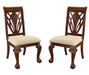 Elegant Design Traditional Side Chairs 2pc Set Dark Cherry Finish Brown Fabric Seats Dining Furniture - DTYStore