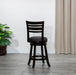 30' Bar Height Slat Back Swivel Stool, Espresso Finish, Charcoal Fabric Seat - DTYStore