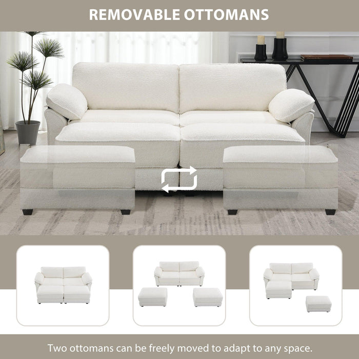 Free Combination Modular Convertible Sectional Sofa Bed Set, 4 Seat Upholstered Sleeper Corner Couch, Deep-Seat Loveseat with Ottoman for Living Room, Office, Apartment,2 Colors - DTYStore