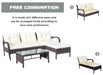 Outdoor patio Furniture sets 2 piece Conversation set wicker Ratten Sectional Sofa With Seat Cushions(Beige Cushion) - DTYStore