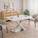 47.25''-63'' Modern White Glossy Dining Table for 4-6 People, Extendable Dining Table with Crossed Metal Base and Stainless Steel Tubes, Large Dining Table White(Same SKU:W757P16040) - DTYStore