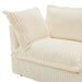 Slip-covered Armchair with 1 Big Back Cushion and 2 Big Toss Pillows, Single Deep Seat Comfy Single Couch Sofa Multiple Large Soft Pillows, Cream Corduroy Fabric - DTYStore