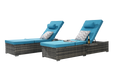Outdoor Chaise Lounge Chair Set of 2 with Storage Patio Pool Chairs Tanning Lounges for Outside,Beach Rattan Recliners with Adjustable Backrest, Table, Cushion for Poolside Backyard Garden - DTYStore