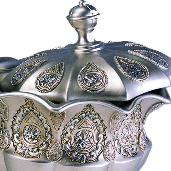 8" Tall Polyresin Decorative Jewelry Box, Silver Royal design - DTYStore