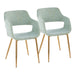Margarite Contemporary Dining/Accent Chair in Gold Metal and Light Green Fabric by LumiSource - Set of 2 - DTYStore