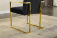 Modern Velvet Dining Arm Chair Set of 1, Tufted Design and Gold Finish Stainless Base - DTYStore